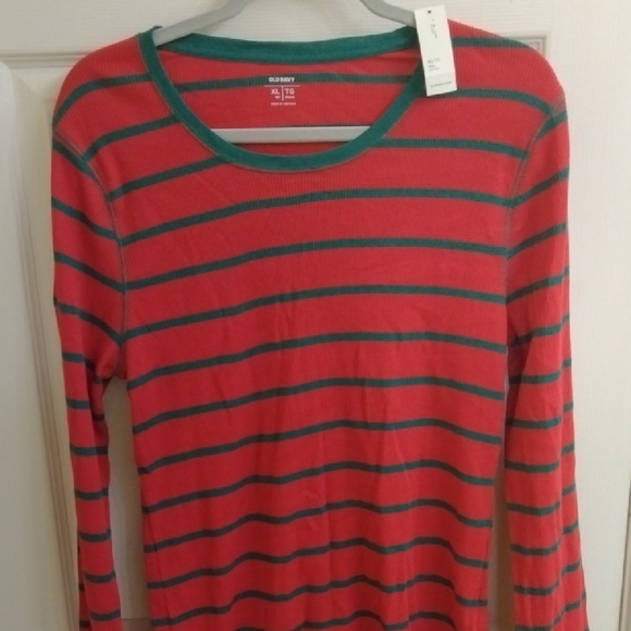 Old Navy Red and Green Striped Top - Picture 1 of 3